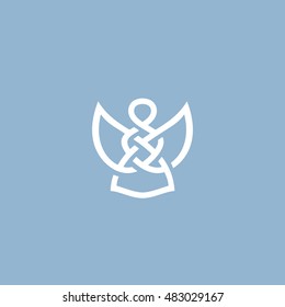 Original Abstract Angel Minimal Symbol. Memorable Simple Solid Mark. Represents the Concept of  christianity, religion, kindness, charity, mercy, merry christmas greeting, holiday, etc