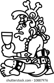 An original abstract Aztec style person glyph based on Aztec or Mayan design