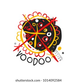 Original abstract colorful Voodoo magic logo template design. Traditional religion and culture. Hand drawn mystical vector illustration
