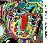 original abstract digital painting of human face, colorful composition in contemporary modern art, perfect for interior design, page decoration, web and other, vector illustration