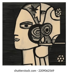 Original abstract digital portrait of a woman - vector illustration (Ideal for printing on fabric or paper, poster or wallpaper, house decoration)