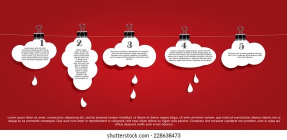 original abstract infographic vector illustration with clouds on rope