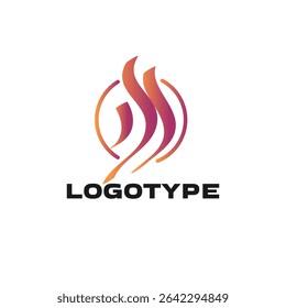 Original abstract logo with waves and lines in vector.	