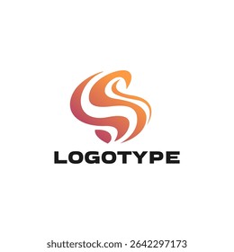 Logotipo original abstrato com ondas e linhas em vetor na forma da letra S.