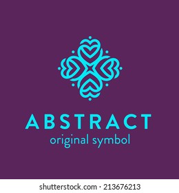 Original abstract multipurpose universal symbol, icon, logo template consisting of heart shapes