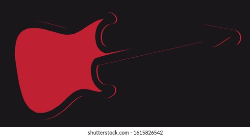 An original abstract solid body electric guitar shape in silhouette with red inlay for copy