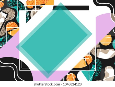 Original abstract template with texture elements for banner, poster, ad and other A4-size projects. Horizontal orientation. Vector illustration