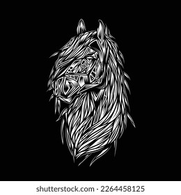 Original abstract vector illustration. Horse in neon retro style. Design for t-shirt or sticker