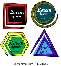 Original abstract vector logo with color frames and your text 