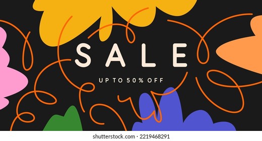 The original advertising poster of the sale. Vector illustration. Composition with geometric shapes. Abstract background