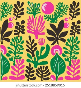 Ilustración de patrón de diseño africano original hojas de naturaleza