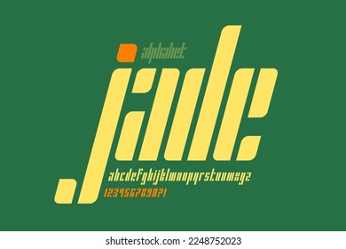Original alphabet design, minimalism style, trendy characters set. Vector illustration. 15 degrees skew