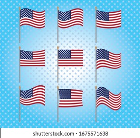 Original American flag set, The Fourth of July