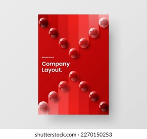 Original annual report A4 vector design illustration. Modern realistic spheres flyer concept.