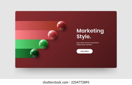 Original annual report design vector layout. Clean 3D spheres leaflet template.