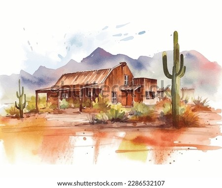 original art, watercolor painting of rural barn
