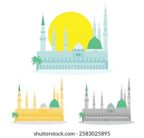 Original artwork of Al-Masjid an-Nabawi, highlighting its iconic dome and serene ambiance. A unique, spiritual piece perfect for Islamic-themed designs, decor, and cultural projects.