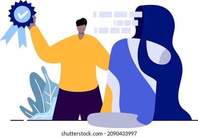 Original Artwork flat Illustration NFT Non Fungible Token concept blue, yellow, green color, Hand Drawn style , perfect for ui ux design, stationery, branding projects, logo, social media posts