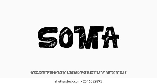 Original Artwork Handwritten Bold font, Dirty Grunge Alphabet ,Uppercase rough texture. design for logo,fashion, comic,film, clothing, music, brand.Vector illustration