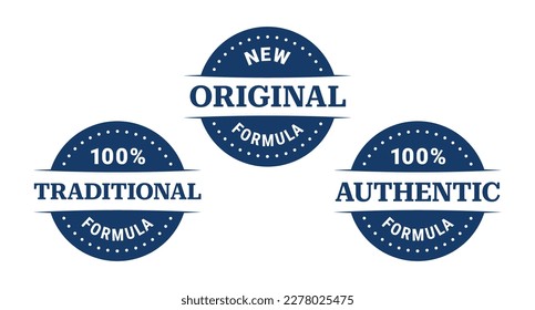 Original, authentic, traditional formula, recipe, vector icon badge