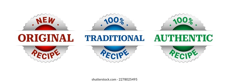 Original, authentic, traditional formula, recipe, vector icon badge