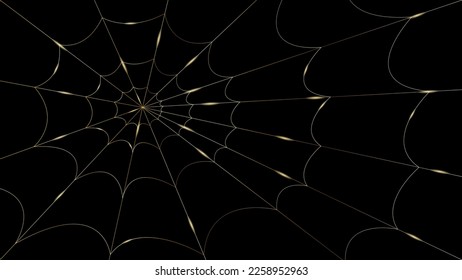 The original background with a golden web on a black background. Vector illustration