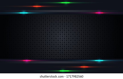 Original background pattern of geometric shapes. The template with the texture of the paper is evenly filled with small black indented dots and horizontal inserts with shiny highlights. Vector graphic