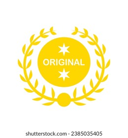 Original Badge Label With Circular Laurel Leaf And Star. Design Element