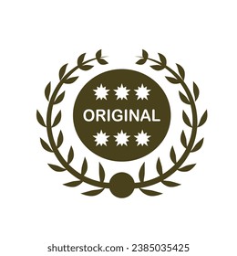 Etiqueta Original Con Leña Circular De Laurel Y Estrella. Elemento de diseño