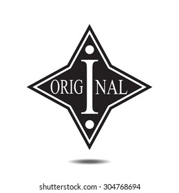 Original. Original Badge. Original stamp. Original Tag. Original Button. Original sticker. Original banner. Badge with shadow. Silhouette. Vector Illustration. EPS10