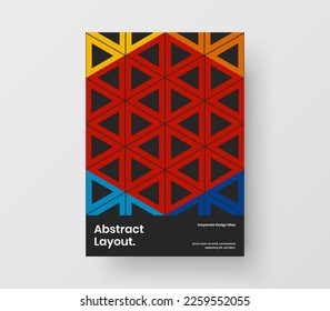 Ilustración vectorial de diseño de banner A4 original. Concepto de folleto de patrón geométrico multicolor.