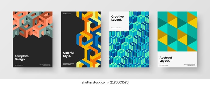 Original banner design vector illustration composition. Unique mosaic pattern catalog cover concept set.