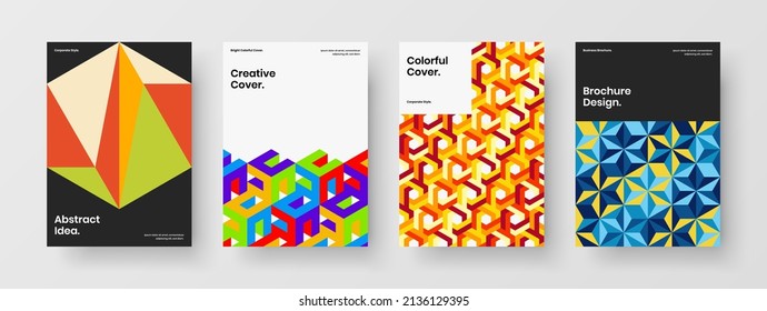 Original banner vector design concept collection. Premium geometric hexagons book cover layout set.