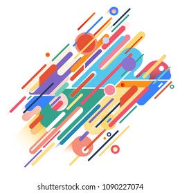 Original beautiful combination modern style abstraction with composition made of various rounded shapes in actual color palette. Vector illustration.