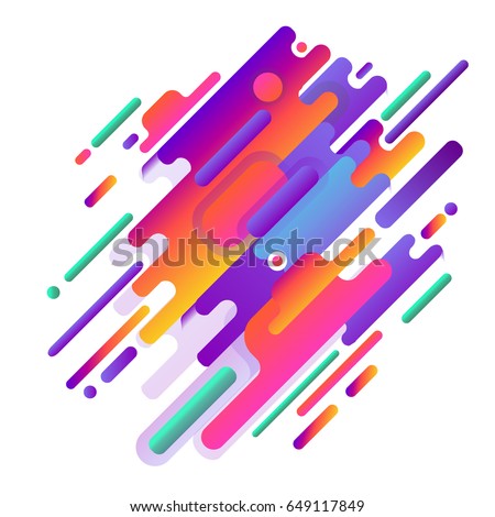 Original beautiful combination modern style abstraction with composition made of various rounded shapes in actual color palette. Vector isolated illustration.