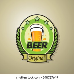Original Beer Bottle Label Template - Design Concept. Vector Illustration