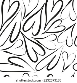 Patrón original sin fisuras en blanco y negro con corazones. Ilustración del vector