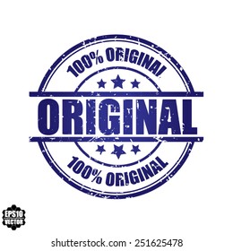 Original Blue rubber stamp With Fire Sign Isolated On White Background - Vector illustration.