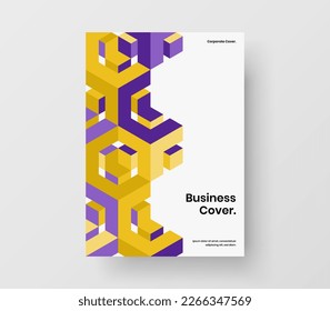 Diseño vectorial de portada de libros original. Plantilla de folleto de hexágonos geométricos premium.