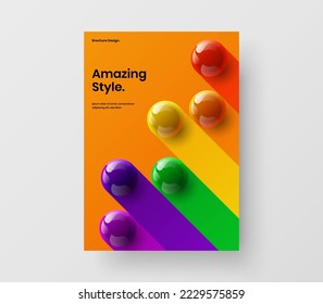 Original booklet A4 vector design concept. Modern realistic spheres leaflet layout.