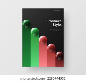 Concepto vectorial de diseño de folletos original. Plantilla de presentación de bolas 3D multicolores.