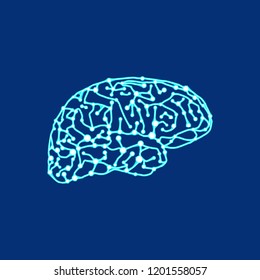 Original brain of dots and lines in vector