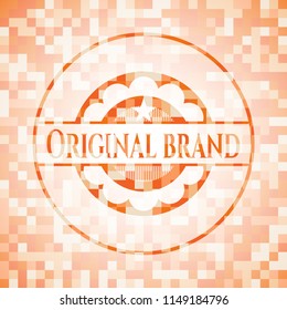 Original Brand abstract emblem, orange mosaic background