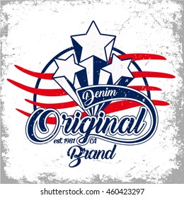 Original Brand Denim Vector T-shirt design.