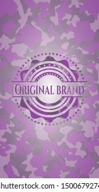 Original Brand pink on camo texture. Vector Illustration. Detailed.