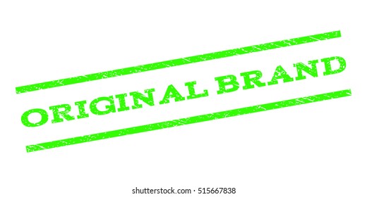 Original Brand watermark stamp. Text caption between parallel lines with grunge design style. Rubber seal stamp with dirty texture. Vector light green color ink imprint on a white background.