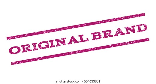Original Brand watermark stamp. Text tag between parallel lines with grunge design style. Rubber seal stamp with dirty texture. Vector purple color ink imprint on a white background.
