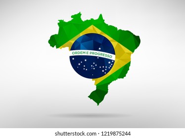 Original Brazil map vector illustration with abstract flag background