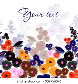 Original bright floral banner for life events. Card with space for your text. Vector illustration