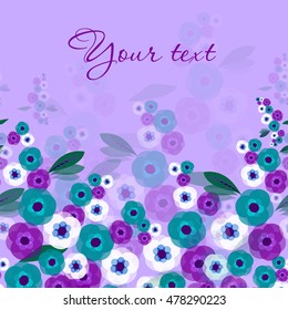 Original bright floral banner for life events. Card with space for your text. Vector illustration